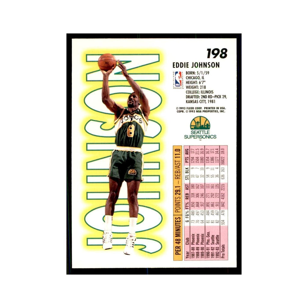 1993 Fleer: Eddie Johnson Basketball Cards #198