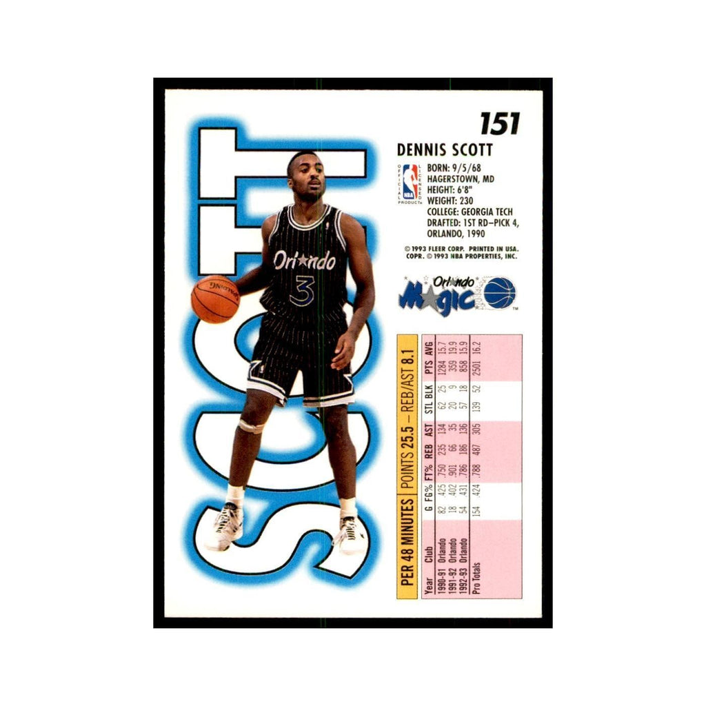 1993 Fleer: Dennis Scott Basketball Cards #151