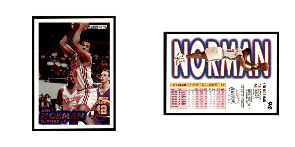 1993 Fleer: Ken Norman Basketball Cards #94