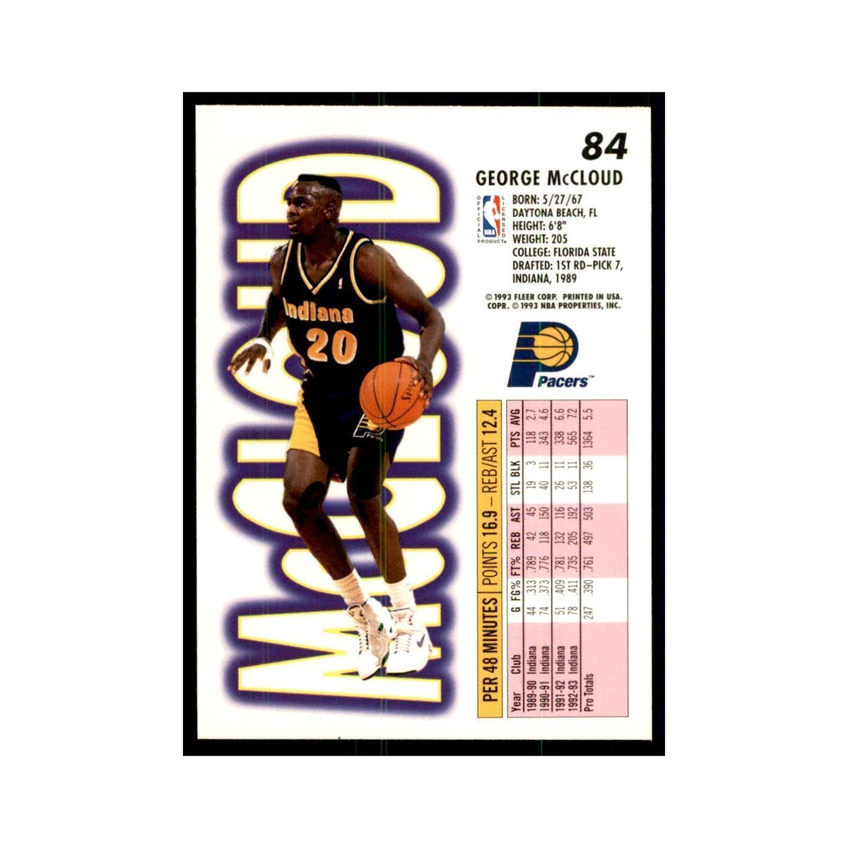 1993 Fleer: George McCloud Basketball Cards #84