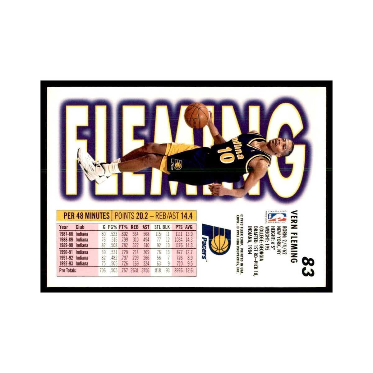 1993 Fleer: Vern Fleming Basketball Cards #83