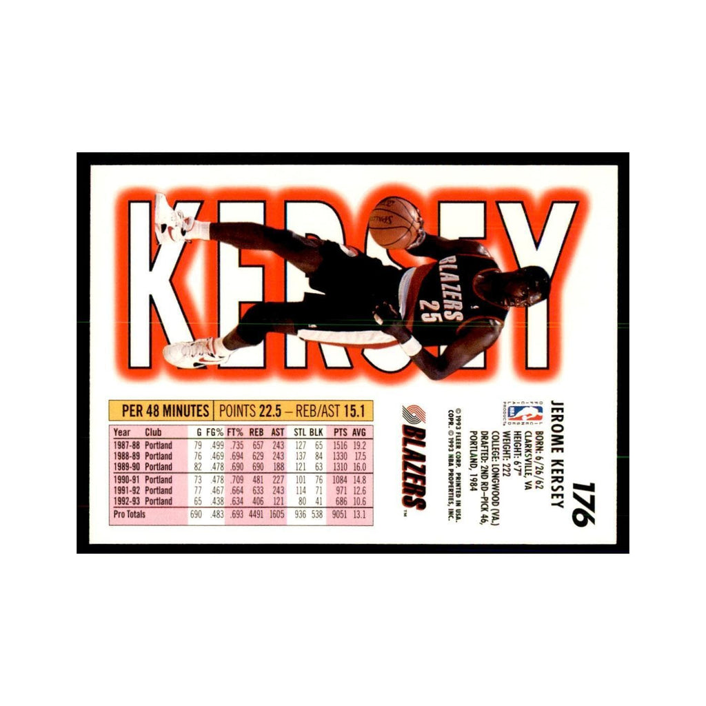 1993 Fleer: Jerome Kersey Basketball Cards #176