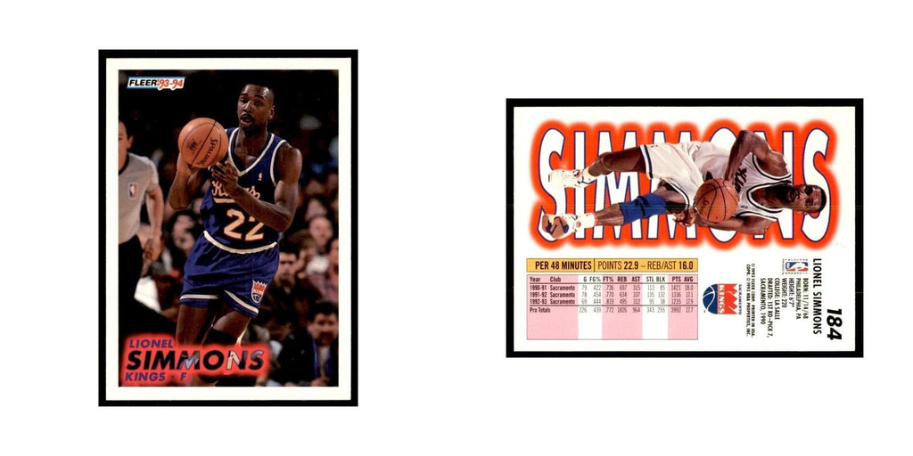 1993 Fleer: Lionel Simmons Basketball Cards #184