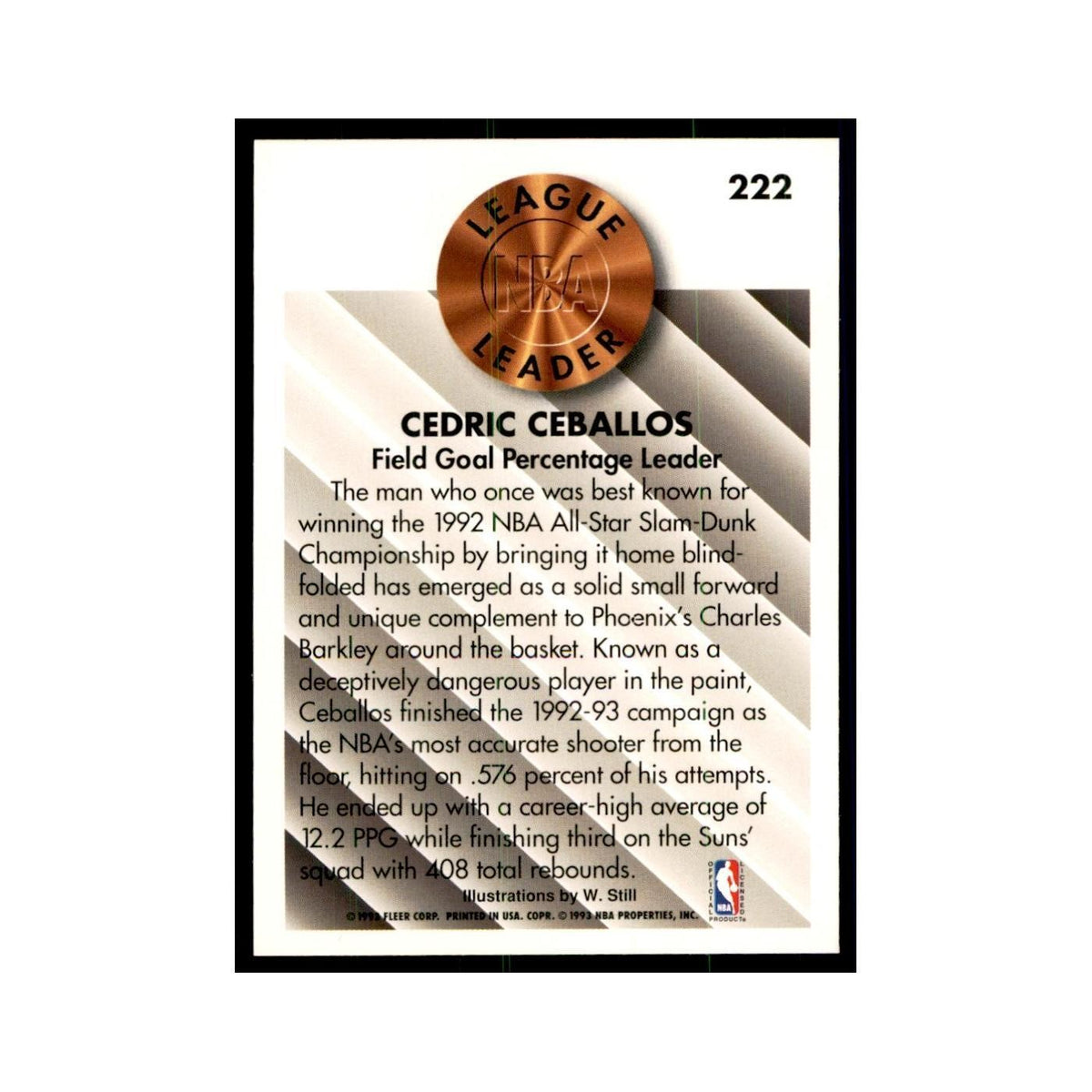 1993 Fleer: Cedric Ceballos Basketball Cards #222