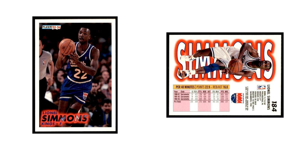 1993 Fleer: Lionel Simmons Basketball Cards #184