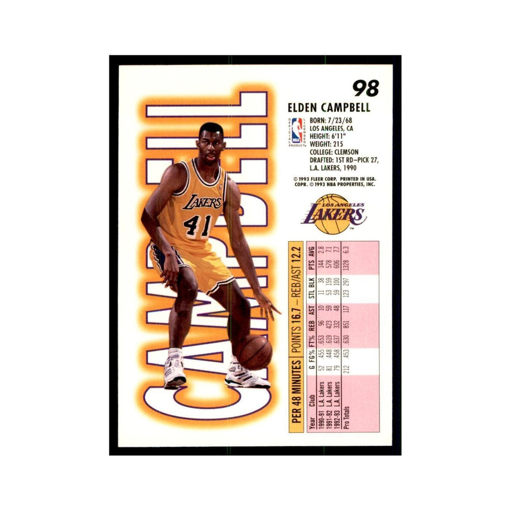 1993 Fleer: Elden Campbell Basketball Cards #98