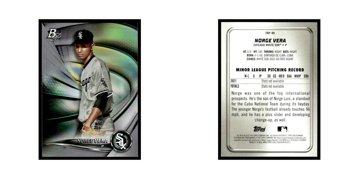 Norge Vera 2022 Bowman Platinum #TOP-99 Chicago White Sox Baseball Card NM