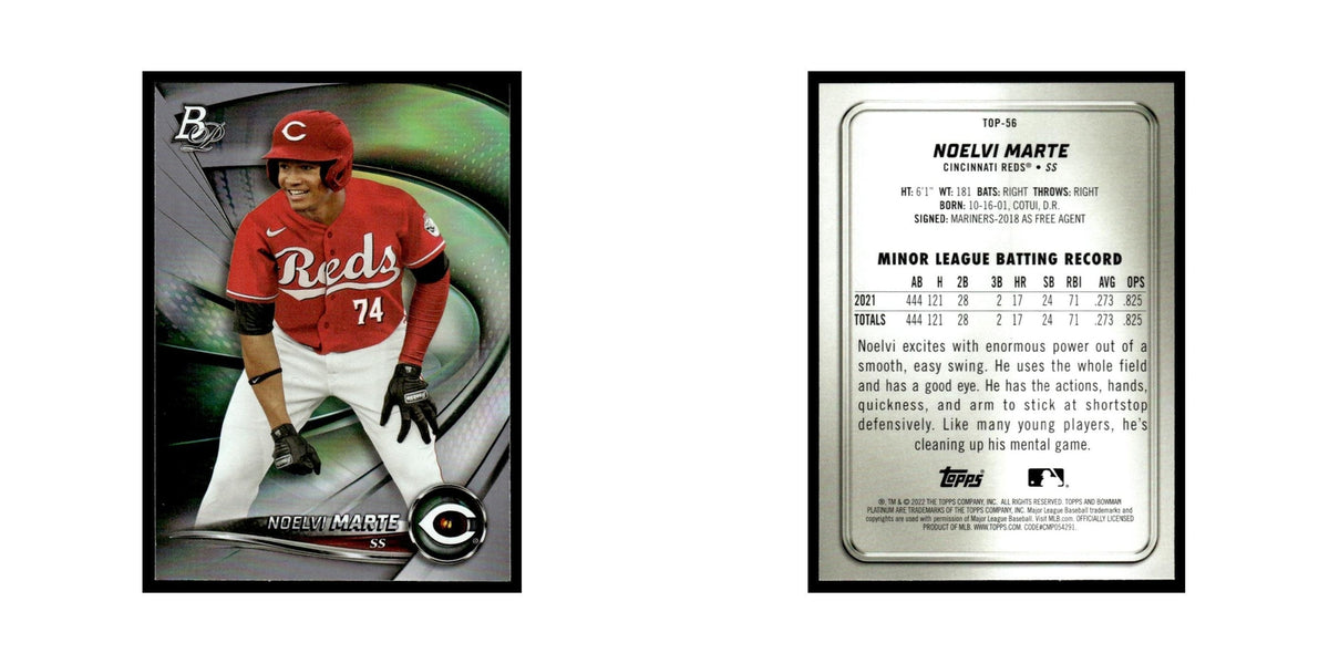 Noelvi Marte 2022 Bowman Platinum #TOP-56 Cincinnati Reds Baseball Card NM