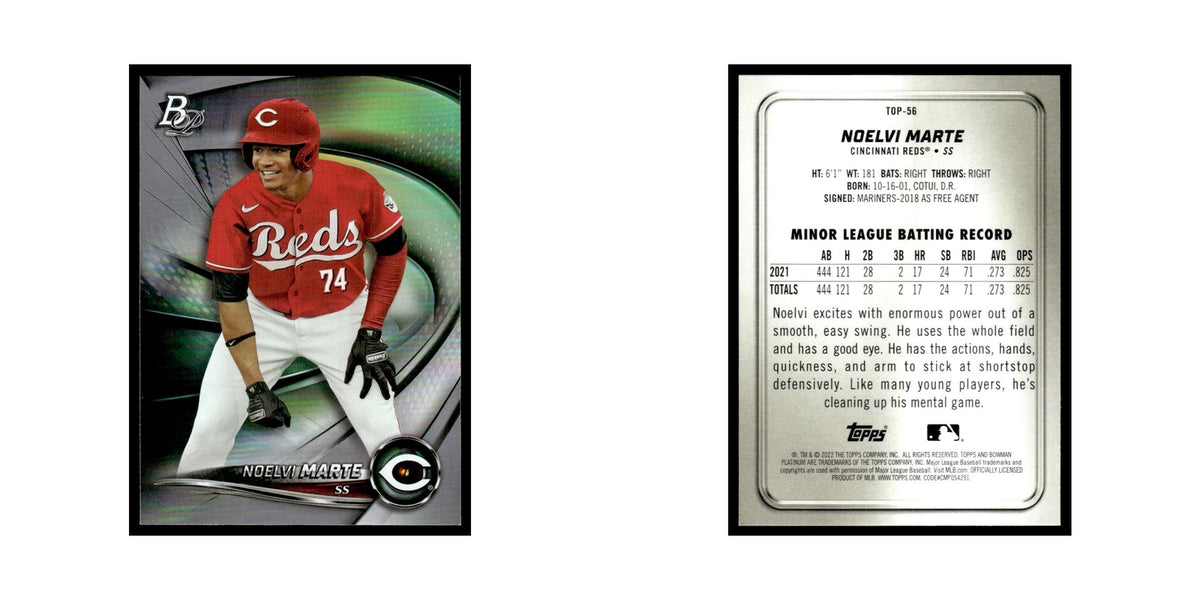Noelvi Marte 2022 Bowman Platinum #TOP-56 Cincinnati Reds Baseball Card NM