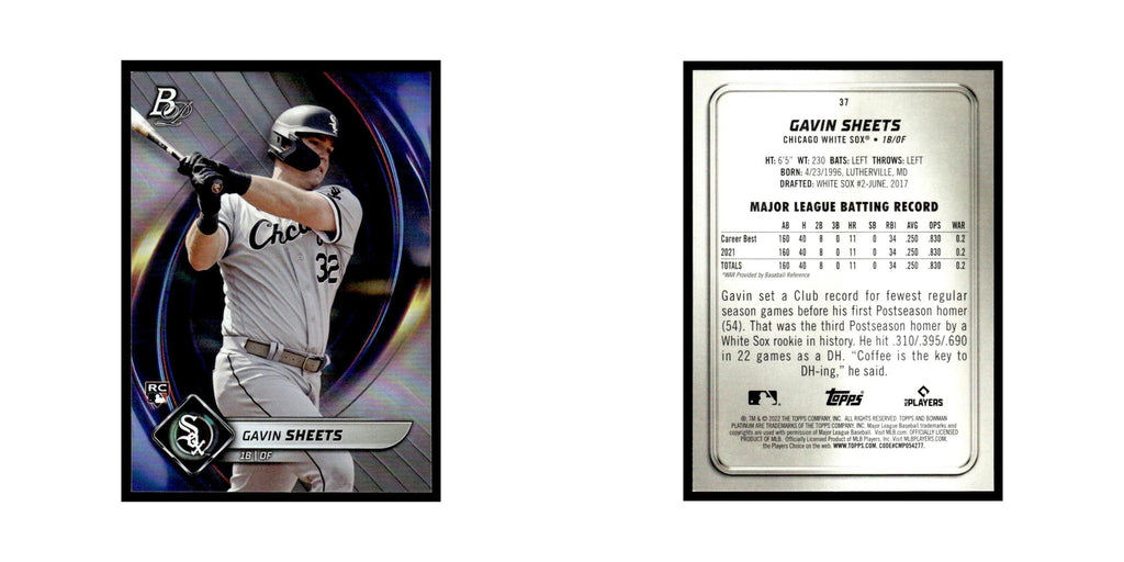 Gavin Sheets Rookie 2022 Bowman Platinum #37 Chicago White Sox Baseball Card NM