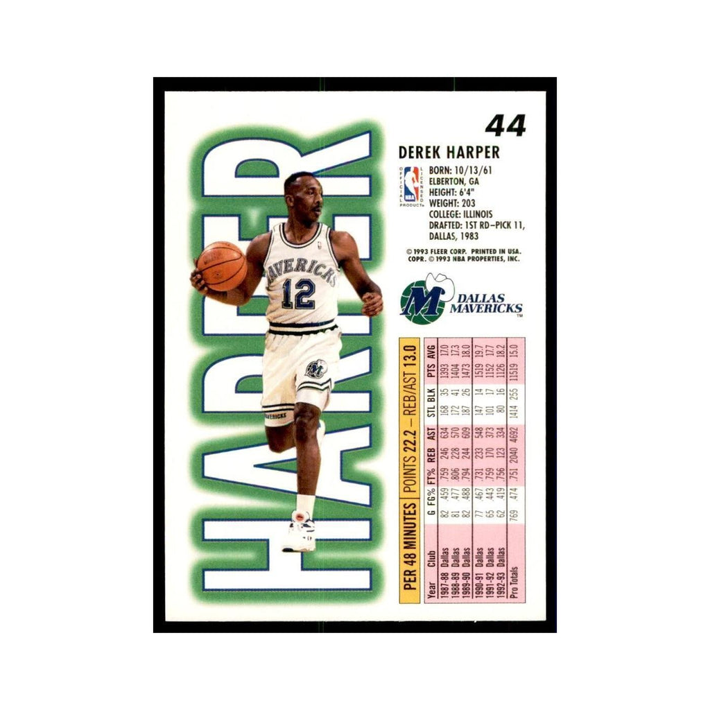 1993 Fleer Derek Harper Basketball Cards #44