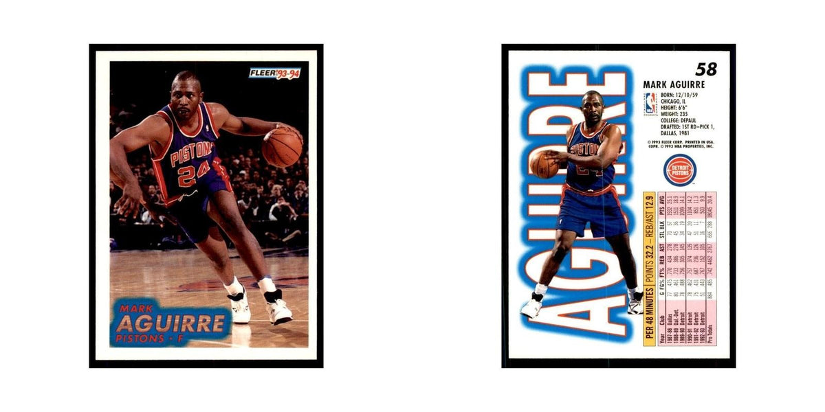 1993 Fleer Mark Aguirre Basketball Cards #58