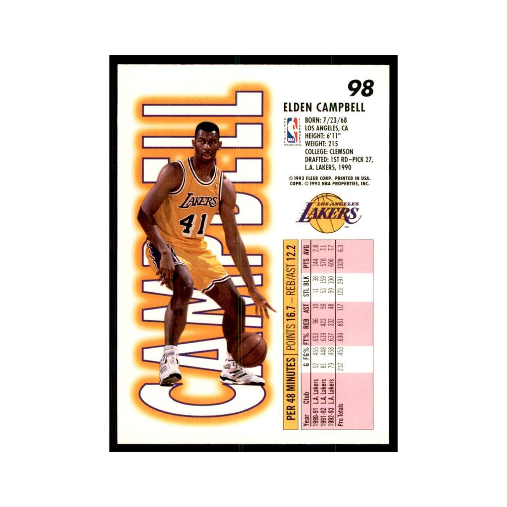1993 Fleer Elden Campbell Basketball Cards #98