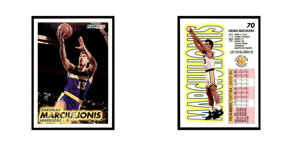 1993 Fleer Sarunas Marciulionis Basketball Cards #70