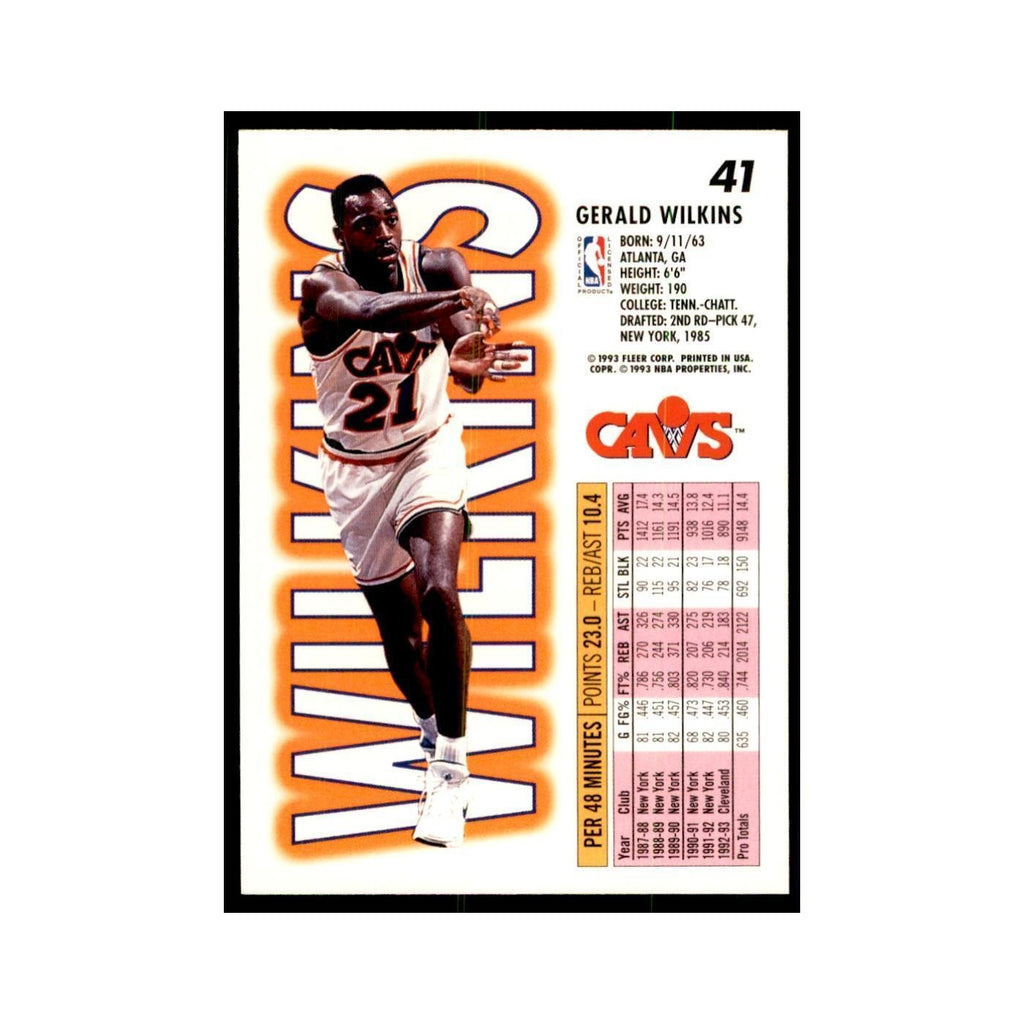 1993 Fleer Gerald Wilkins Basketball Cards #41
