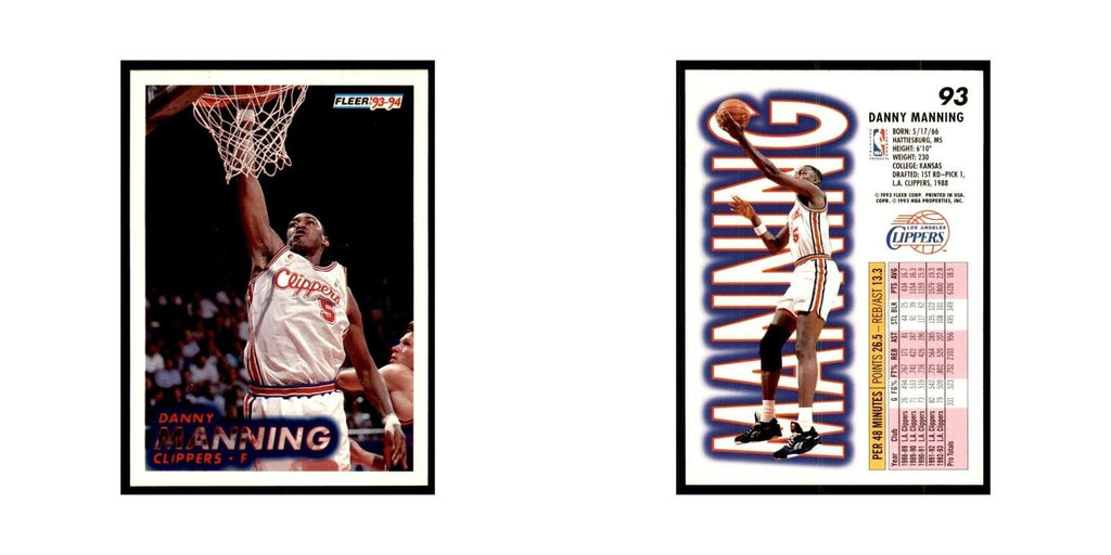 1993 Fleer Danny Manning Basketball Cards #93