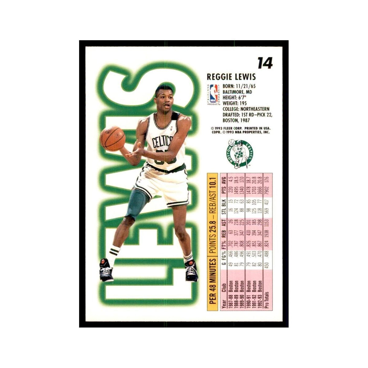 1993 Fleer Reggie Lewis Basketball Cards #14