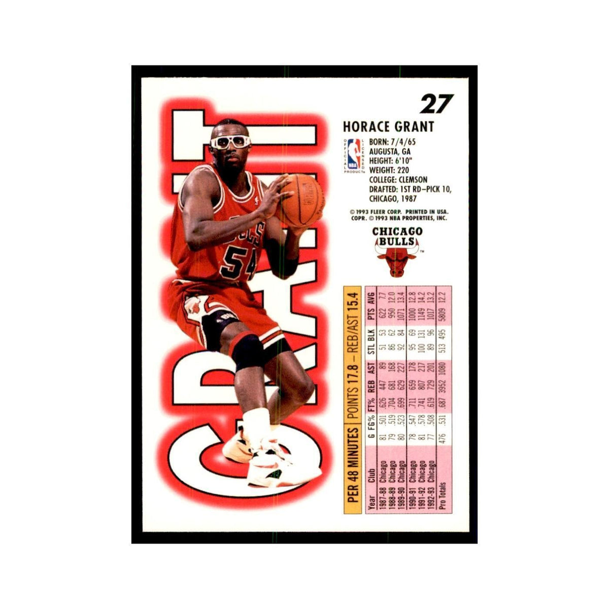 1993 Fleer Horace Grant Basketball Cards #27