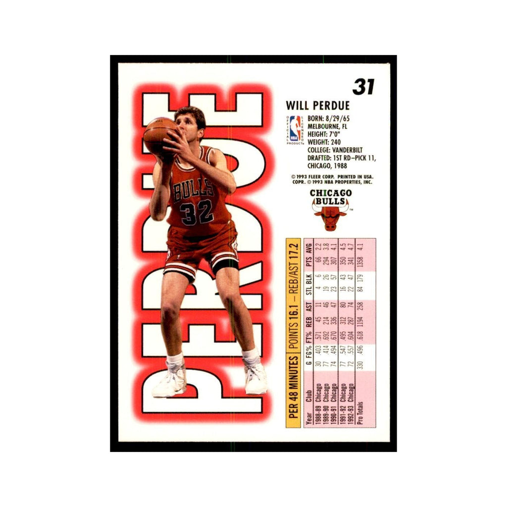 1993 Fleer Will Perdue Basketball Cards #31