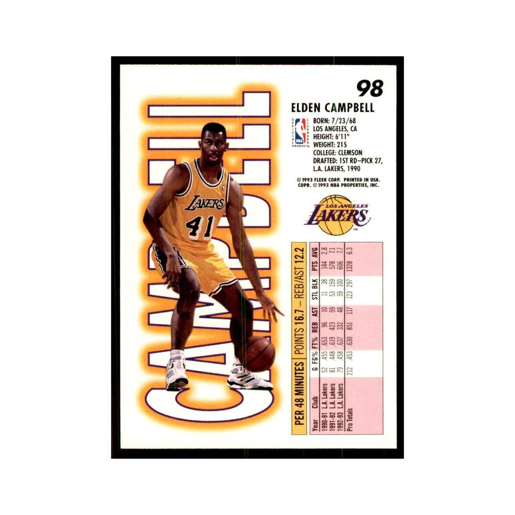 1993 Fleer Elden Campbell Basketball Cards #98