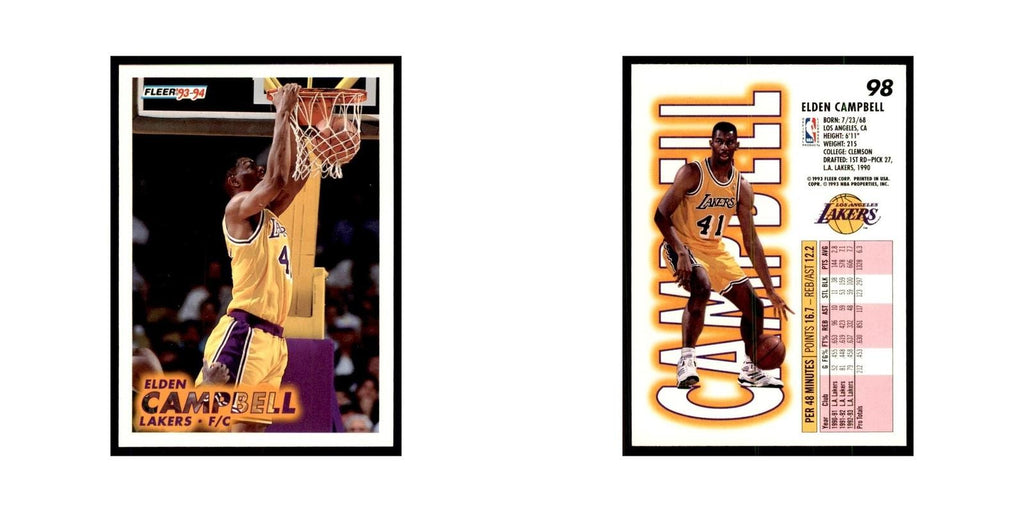 1993 Fleer Elden Campbell Basketball Cards #98