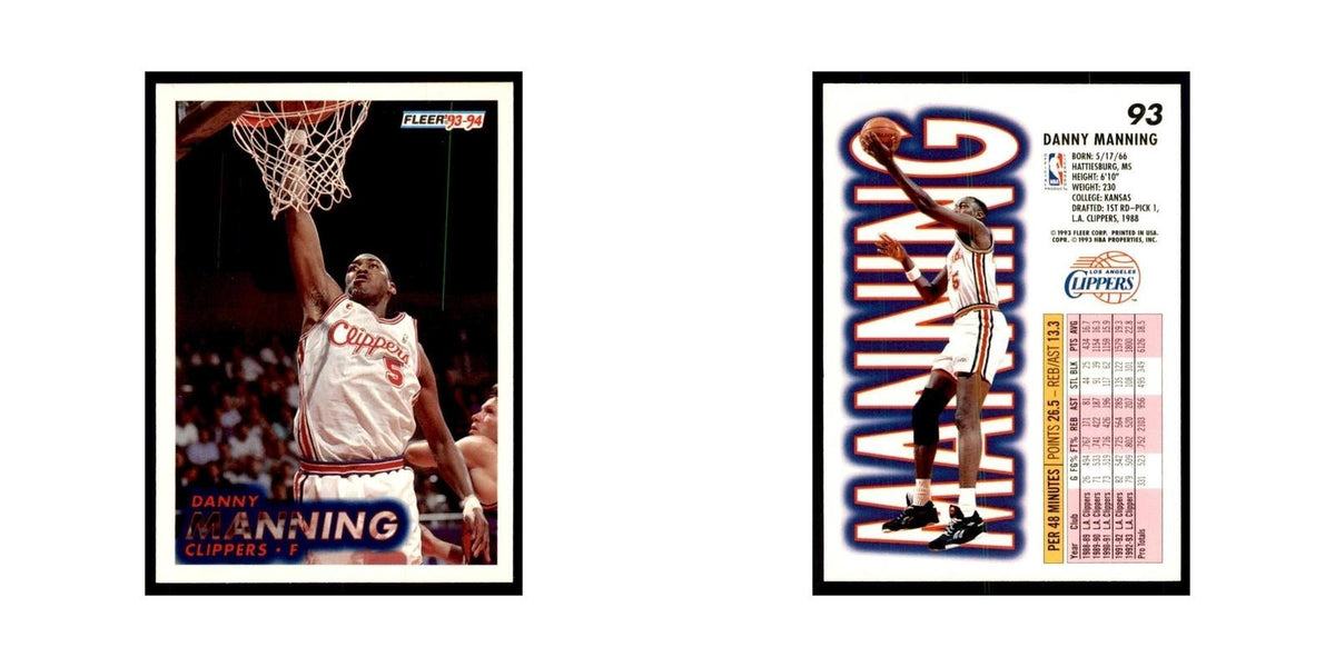 1993 Fleer Danny Manning Basketball Cards #93