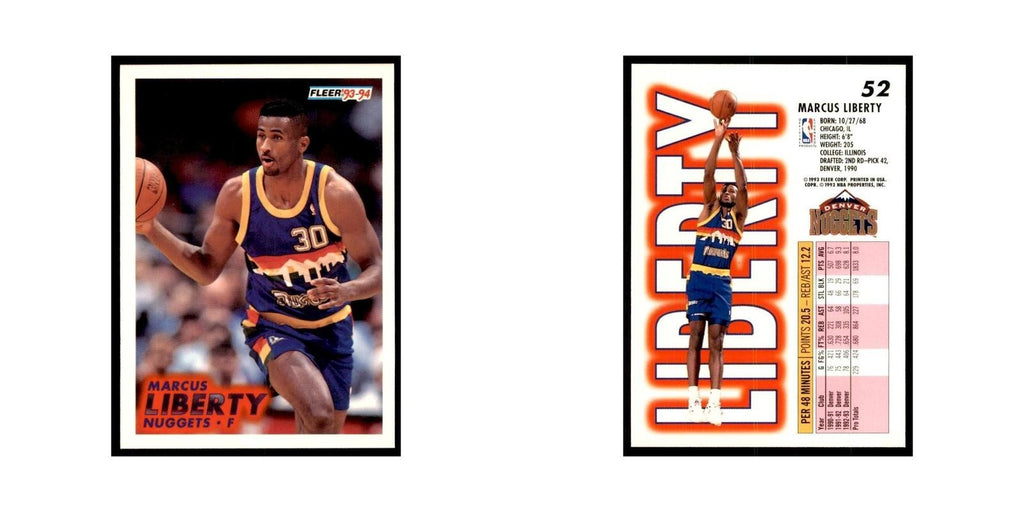 1993 Fleer Marcus Liberty Basketball Cards #52