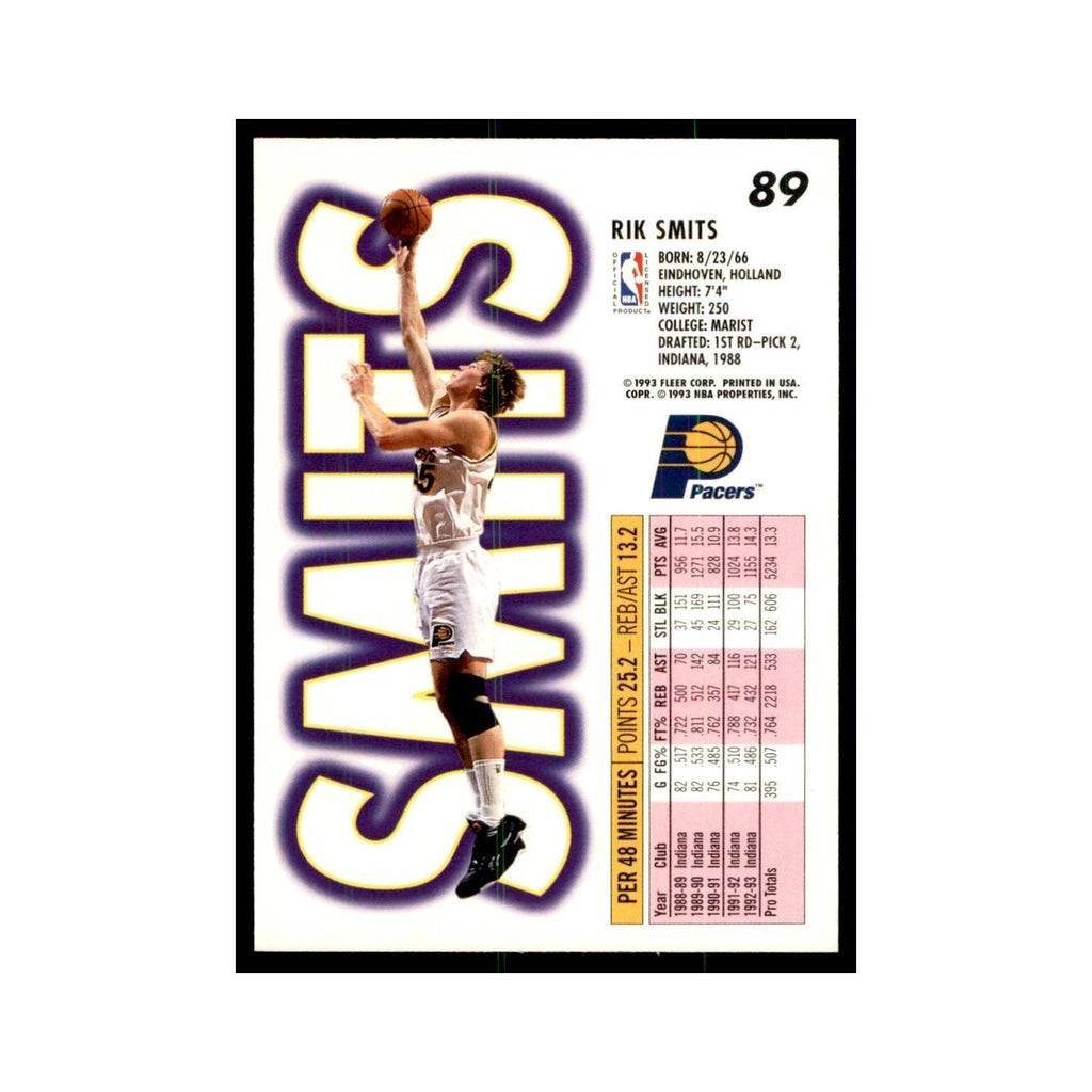 1993 Fleer Rik Smits Basketball Cards #89