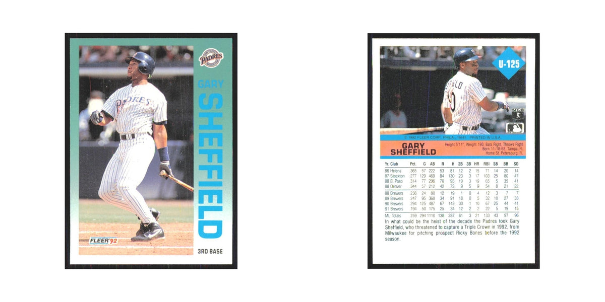 1992 Fleer Update Gary Sheffield Padres #U-125