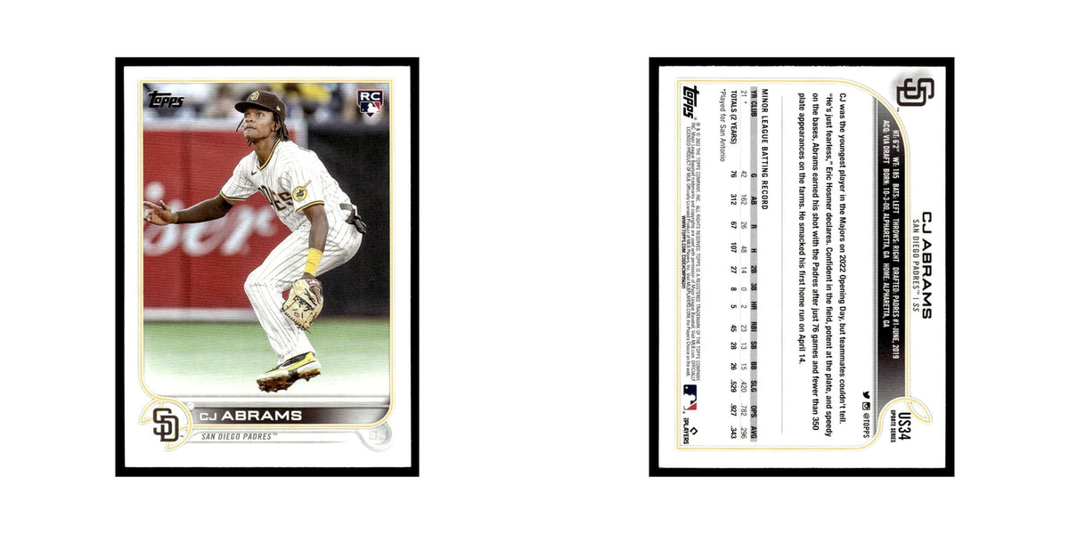 CJ Abrams Rookie 2022 Topps #US34 San Diego Padres Baseball Card NM