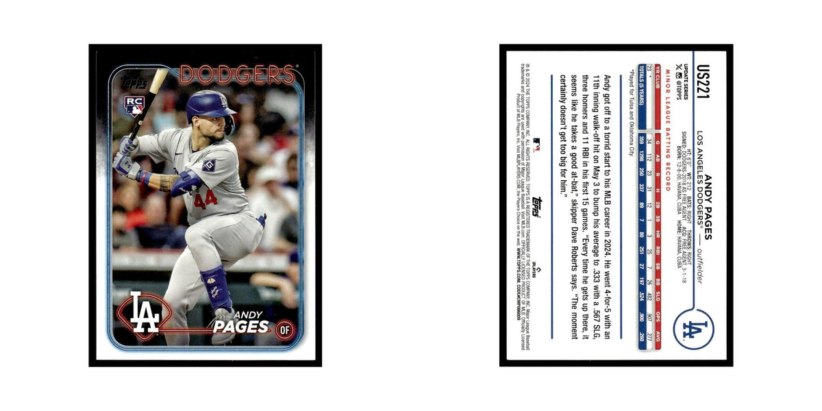 Andy Pages Rookie 2024 Topps #US221 Los Angeles Dodgers Baseball Card NM
