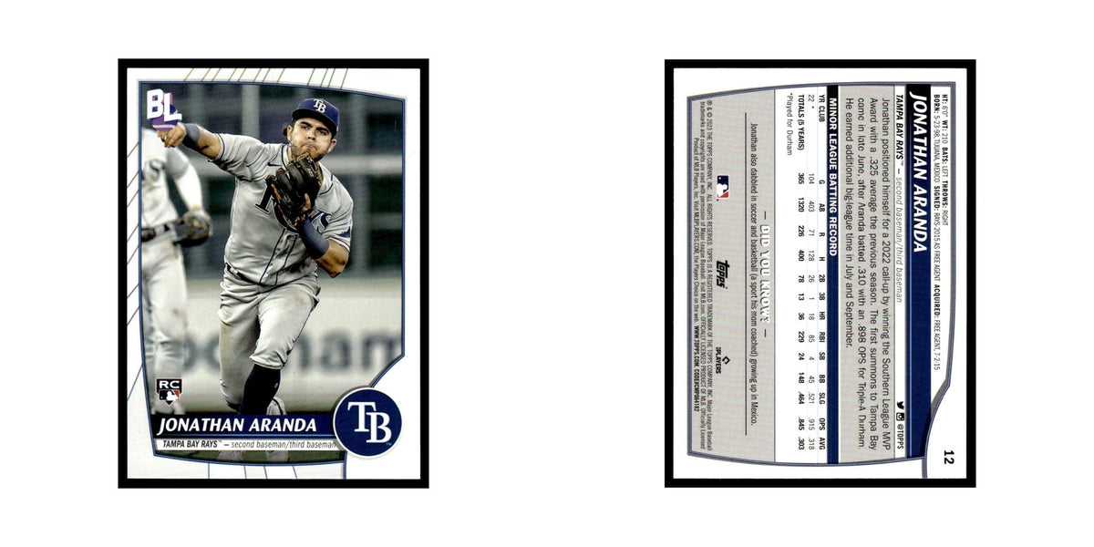 Jonathan Aranda Rookie 2023 Topps Big League #12 Tampa Bay Rays Baseball Card NM