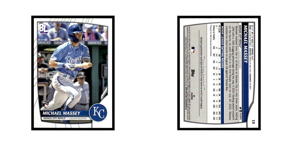Michael Massey Rookie 2023 Topps Big League #15 Kansas City Royals NM