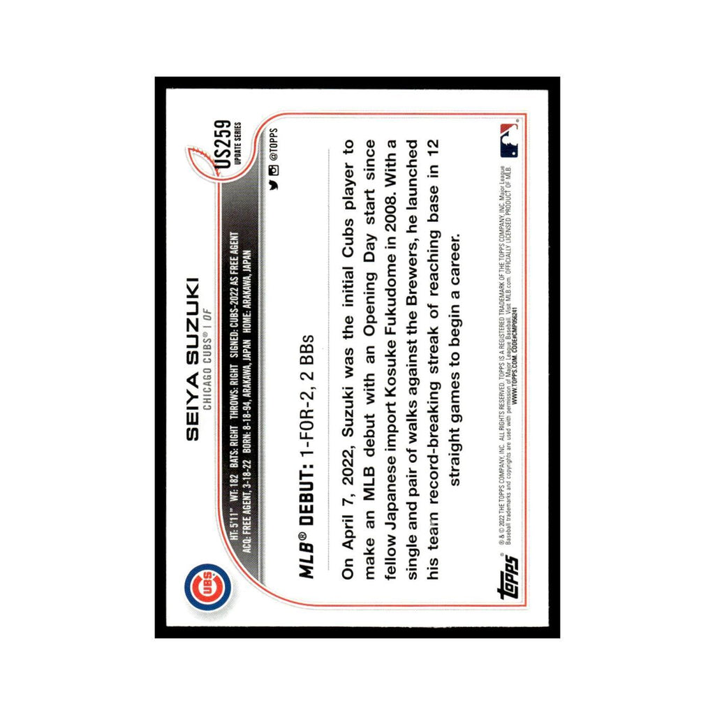 Seiya Suzuki Rookie 2022 Topps #US259 Chicago Cubs Baseball Card NM
