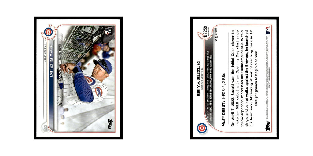 Seiya Suzuki Rookie 2022 Topps #US259 Chicago Cubs Baseball Card NM