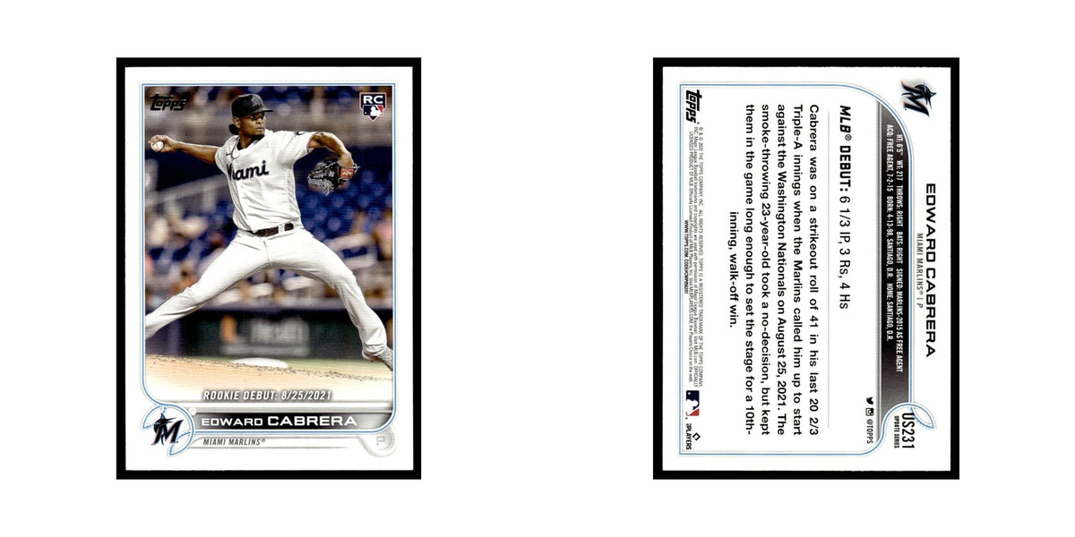 Edward Cabrera Rookie 2022 Topps #US231 Miami Marlins Baseball Card NM