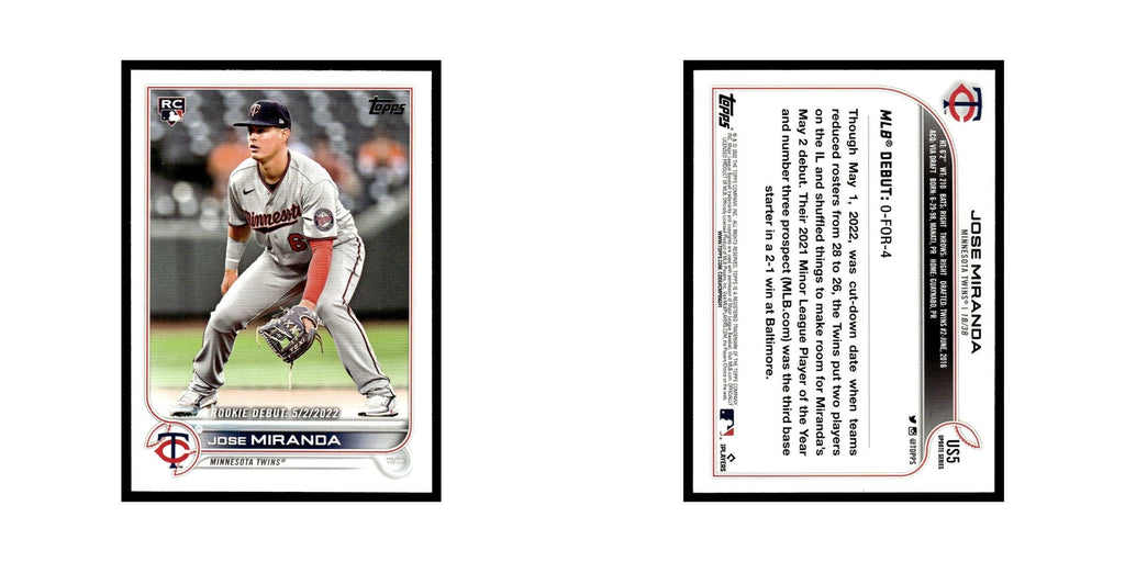 Jose Miranda Rookie 2022 Topps #US5 Minnesota Twins Baseball Card NM