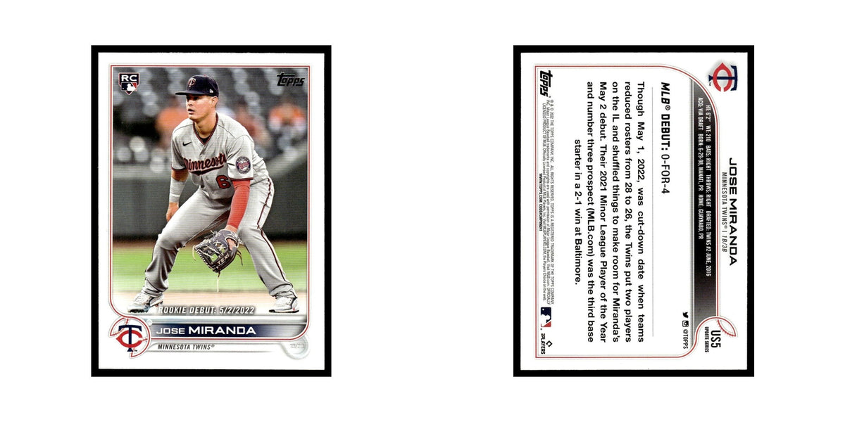 Jose Miranda Rookie 2022 Topps #US5 Minnesota Twins Baseball Card NM