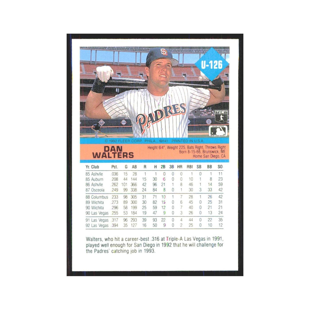 1992 Fleer Update Dan Walters Padres #U-126