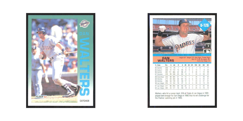 1992 Fleer Update Dan Walters Padres #U-126