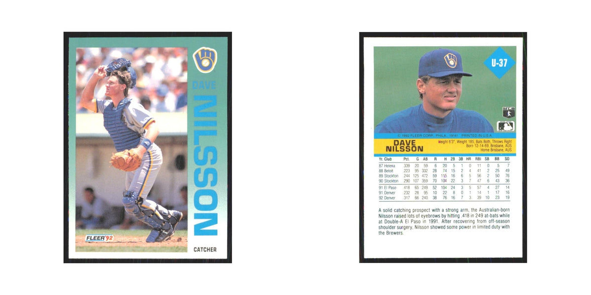 1992 Fleer Update Dave Nilsson Brewers #U-37