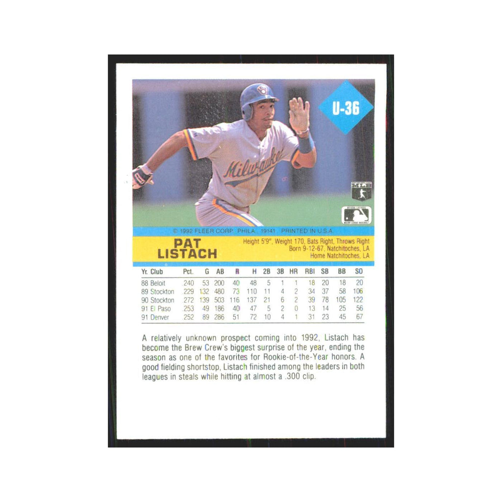 1992 Fleer Update Pat Listach Brewers #U-36