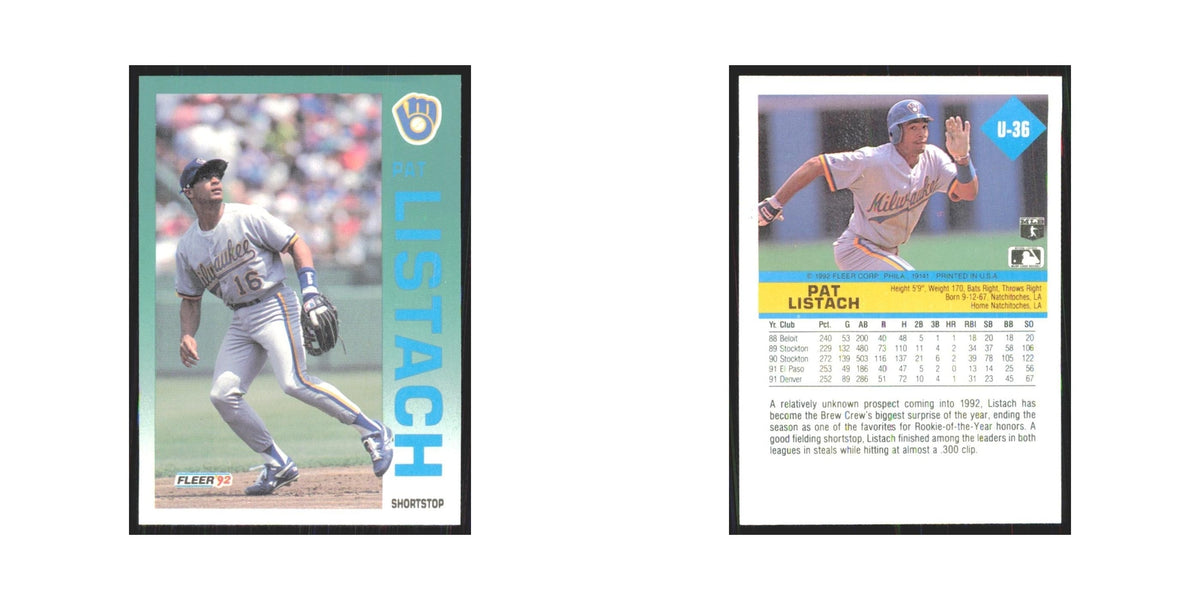 1992 Fleer Update Pat Listach Brewers #U-36