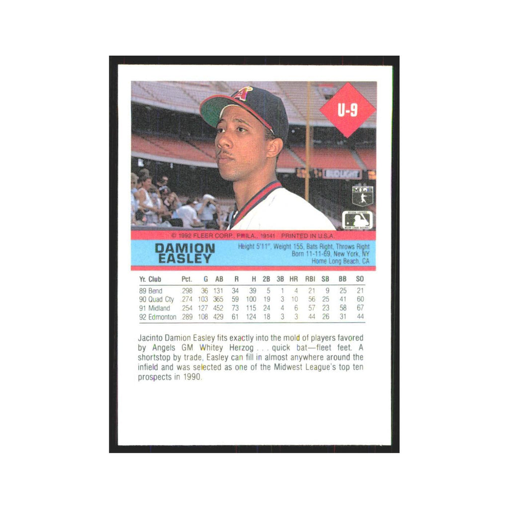 1992 Fleer Update Damion Easley Angels #U-9
