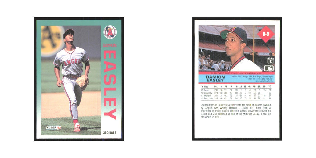 1992 Fleer Update Damion Easley Angels #U-9