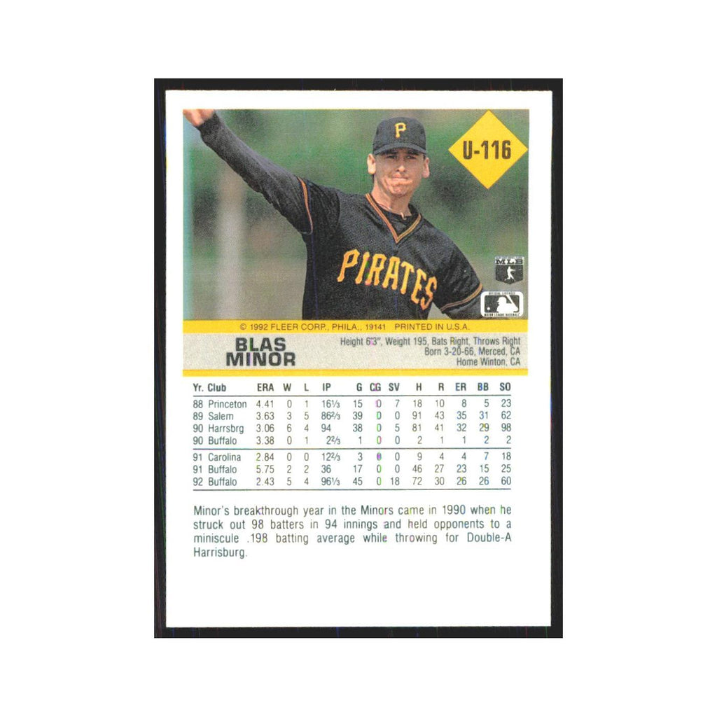 1992 Fleer Update Blas Minor Pirates #U-116