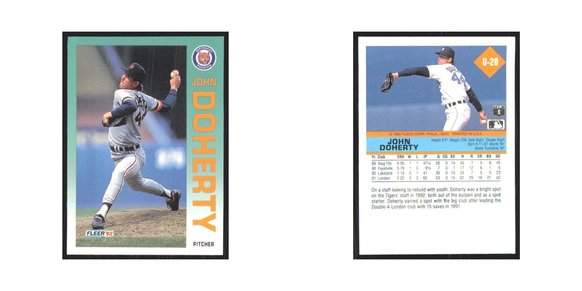 1992 Fleer Update John Doherty Tigers #U-20