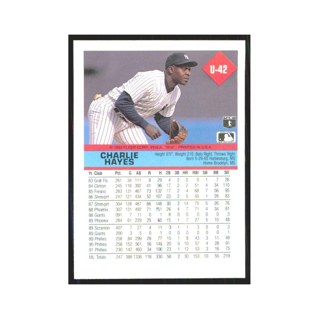 1992 Fleer Update Charlie Hayes Yankees #U-42
