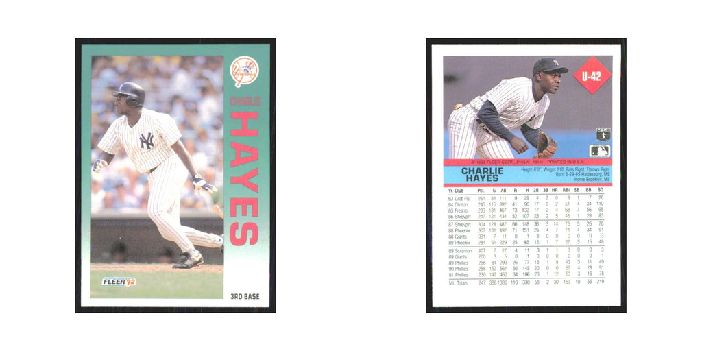 1992 Fleer Update Charlie Hayes Yankees #U-42