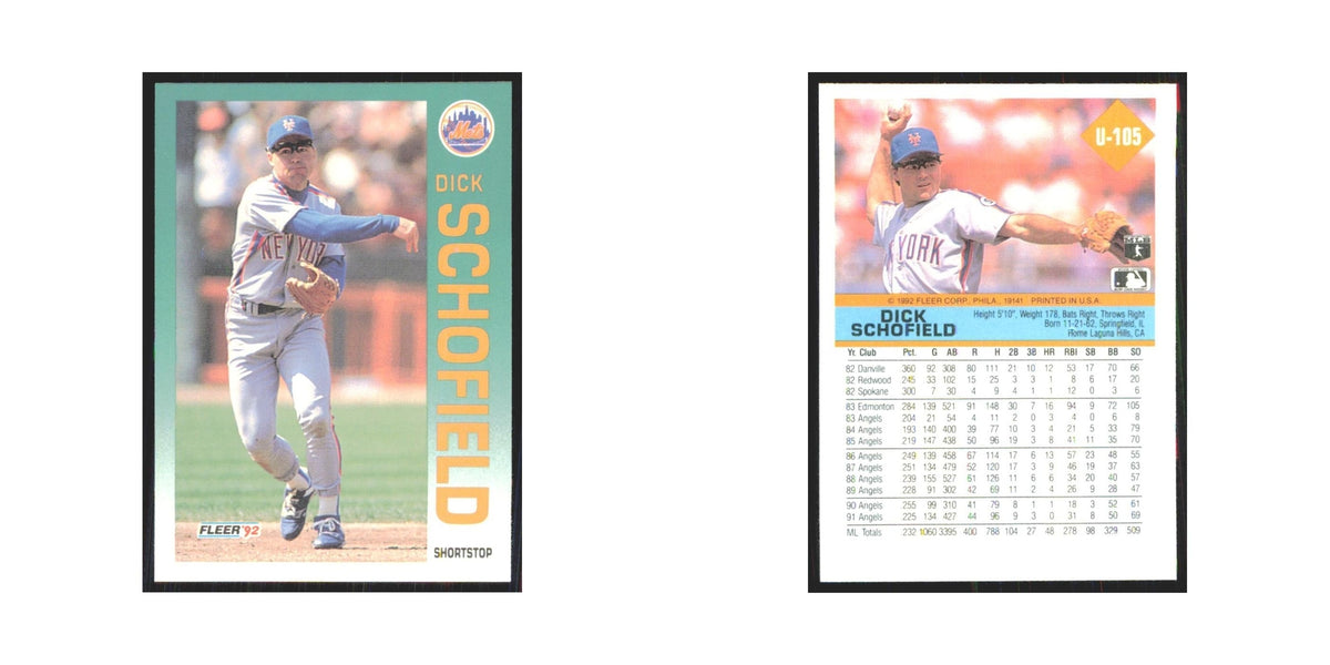1992 Fleer Update Dick Schofield Mets #U-105